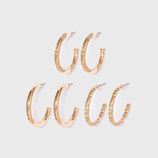 STR | Textured Multi Hoop Earring Set 3pc - Wild Fable™ Gold: Jewelry, Nickel-Free Metal