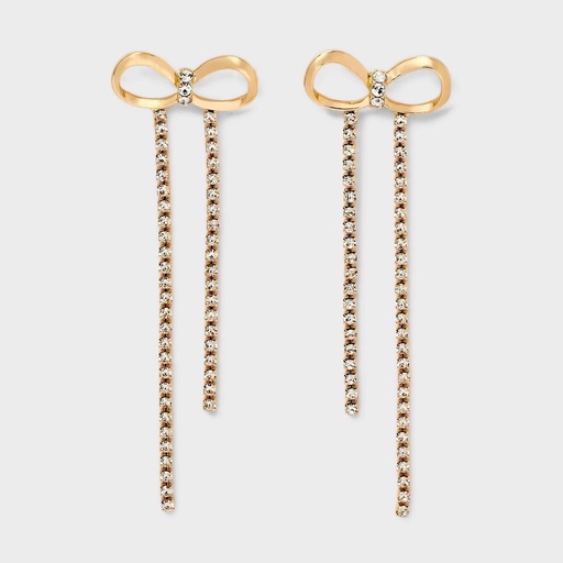 STR | Rhinestone Bow Drop Earrings - A New Day™ Gold