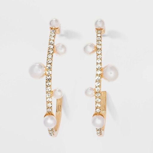STR | Pave Pearl Hoop Earrings - A New Day™ Gold