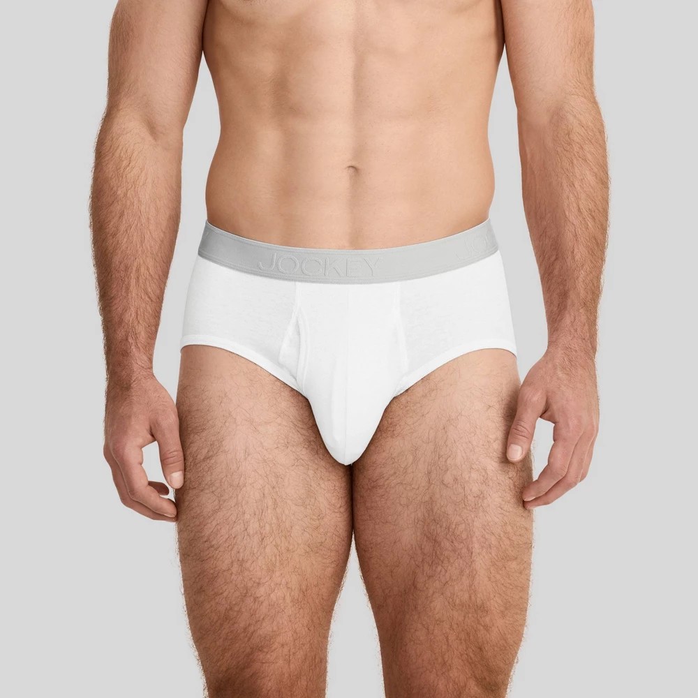 STR | Jockey Generation™ Men's 4pk Lightweight Cotton Briefs - White L: Mid Rise, Knit, Elastic Waistband