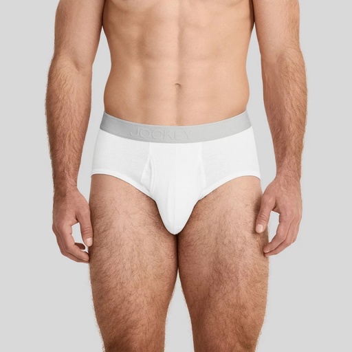 STR | Jockey Generation™ Men's 4pk Lightweight Cotton Briefs - White L: Mid Rise, Knit, Elastic Waistband