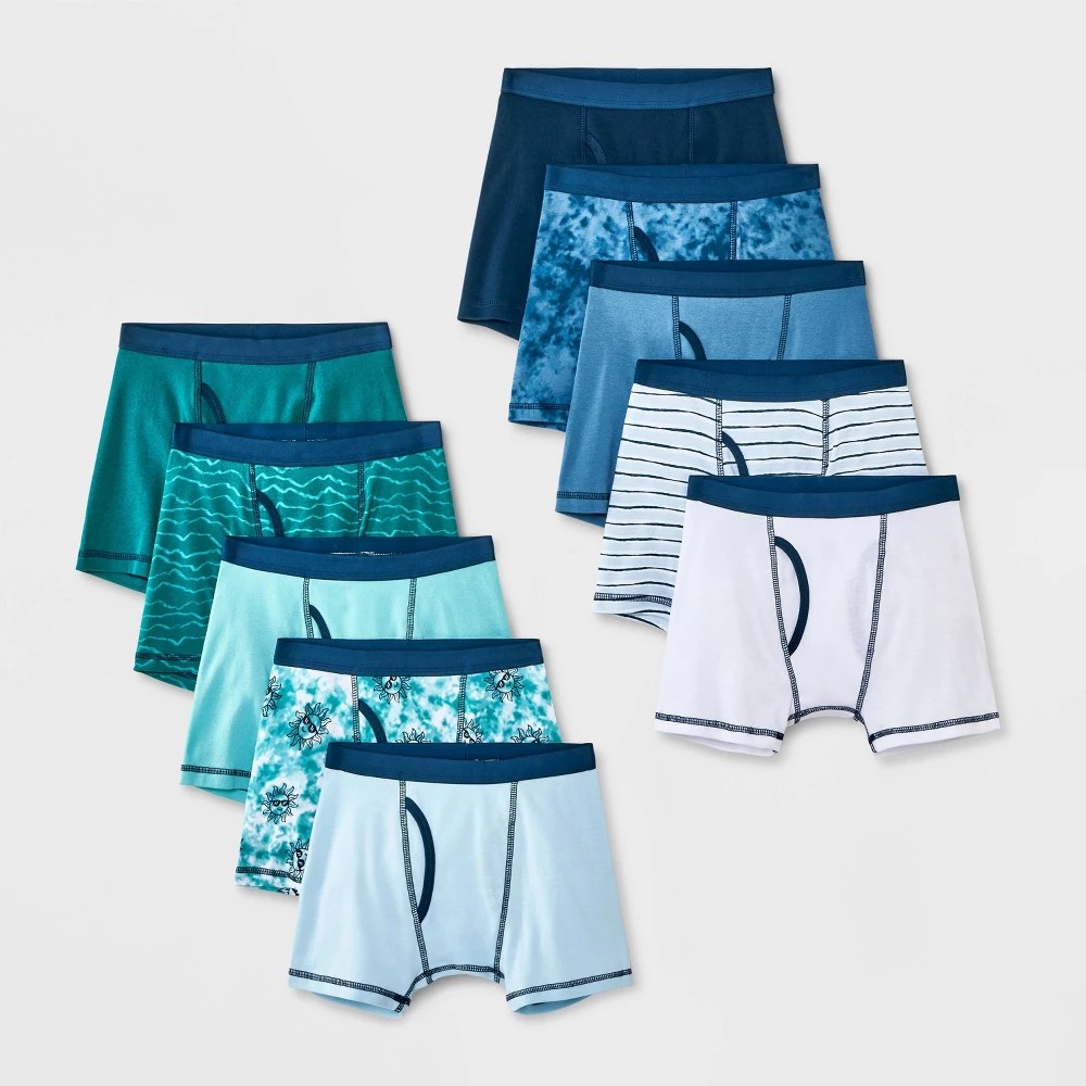 STR | Boys' 10pk Tie Dye Boxer Briefs - Cat & Jack™ Green XL