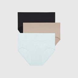 STR | Hanes Premium Women's 3pk Smoothing Seamless Briefs Underwear - Basic Pack Beige/Light Brown/Black 8: Mid Rise, Knit, Full Waistband Elastic