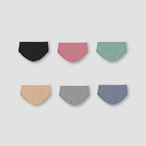 STR | Hanes Women's 6pk Cotton Ribbed Heather Briefs - Colors May Vary 7: Tagless Mid Rise Moisture Wicking