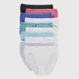 STR | Hanes Women's 10pk Hi-Cut Briefs Breathable Cotton Mositure Wicking Underwear - Colors May Vary 6