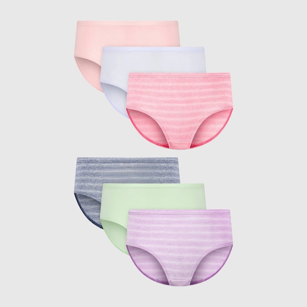 STR | Hanes Girls' 6pk Microfiber Neutrals Brief Underwear - 8