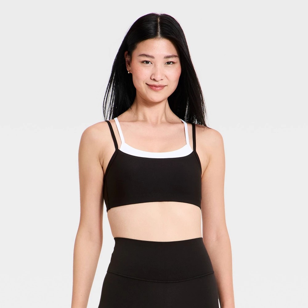 STR | Women's Everyday Soft Light Support Layered Sports Bra - All In Motion™ Black S