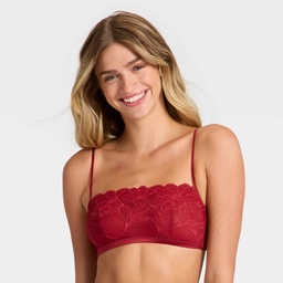 STR | Women's Lace Unlined Straight Neck Bralette - Auden™ Red S