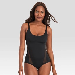 STR | Maidenform Women's Shapewear Extra Firm Shaping Bodysuit SES108 - Black L: Nylon & Spandex, Hook & Loop Closure, Waist Slimming