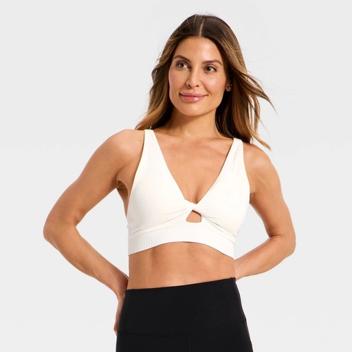 STR | Women's Modal Seamless Light Support Twist-Front Longline Sports Bra - All In Motion™ Cream L