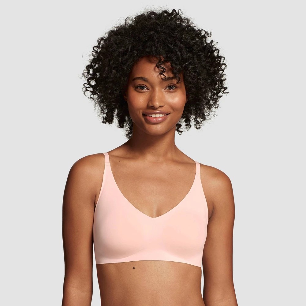 STR | True & Co. True Everybody Women's Adjustable Strap Triangle Bra - Pink M: Wireless, Light Support, Removable Padding
