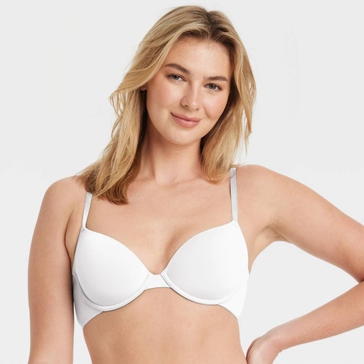 STR | Women's Lightly Lined Demi T-Shirt Bra - Auden™ Fresh White 32D: Underwire, Adjustable Straps, Hand Wash