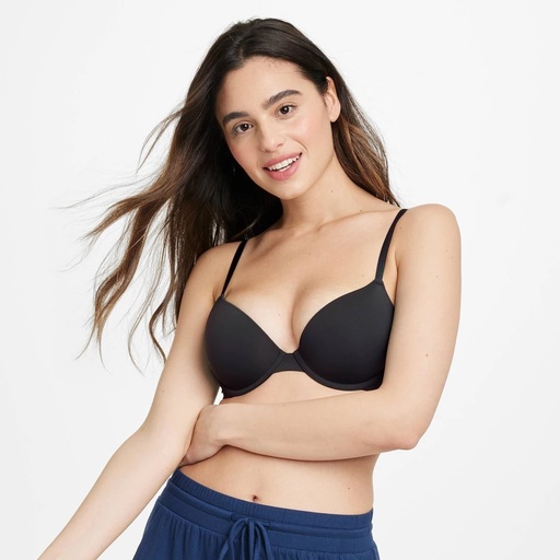 STR | Women's Lightly Lined Demi T-Shirt Bra - Auden™ Black 32D: Underwire, Adjustable Straps, Molded Cup