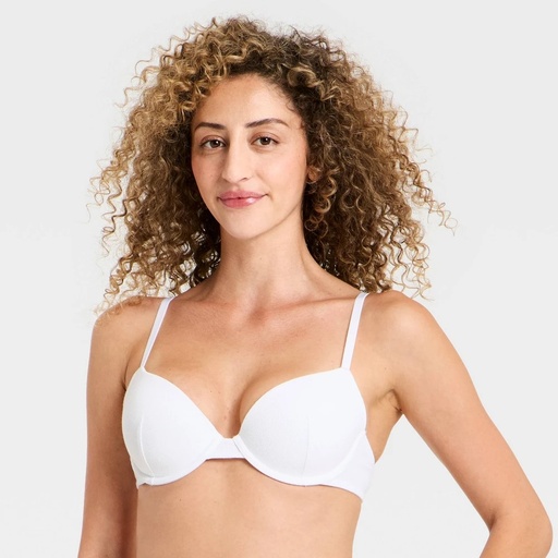 STR | Women's Lightly Lined Ribbed Demi Bra - Wild Fable™ White 34A