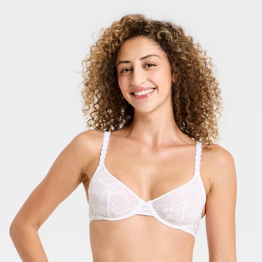 STR | Women's Lace Unlined Demi Bra - Wild Fable™ White 36D