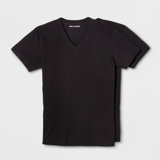 STR | Pair of Thieves Men's 2pk V-Neck Undershirt - Black M: Midweight, Short Sleeve, Jersey Fabric