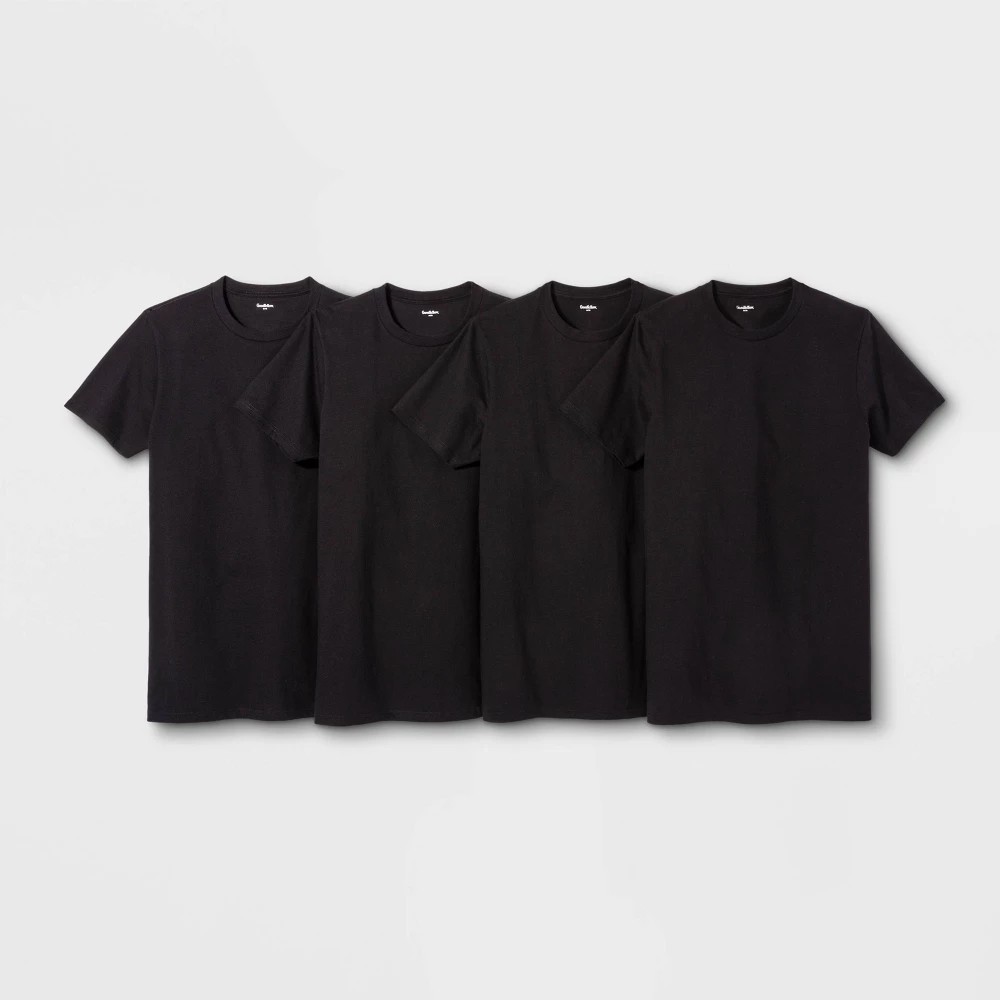 STR | Men's Short Sleeve 4pk Crew Neck T-Shirt - Goodfellow & Co™ Black XL: 100% Cotton, Lightweight Jersey, Pullover