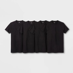 STR | Men's Short Sleeve 4pk Crew Neck T-Shirt - Goodfellow & Co™ Black XL: 100% Cotton, Lightweight Jersey, Pullover