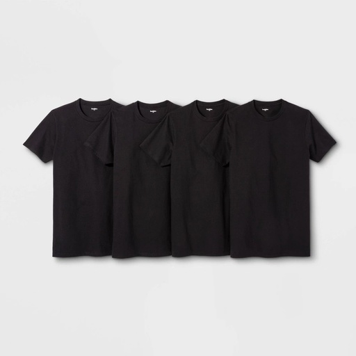 STR | Men's Short Sleeve 4pk Crew Neck T-Shirt - Goodfellow & Co™ Black XL: 100% Cotton, Lightweight Jersey, Pullover