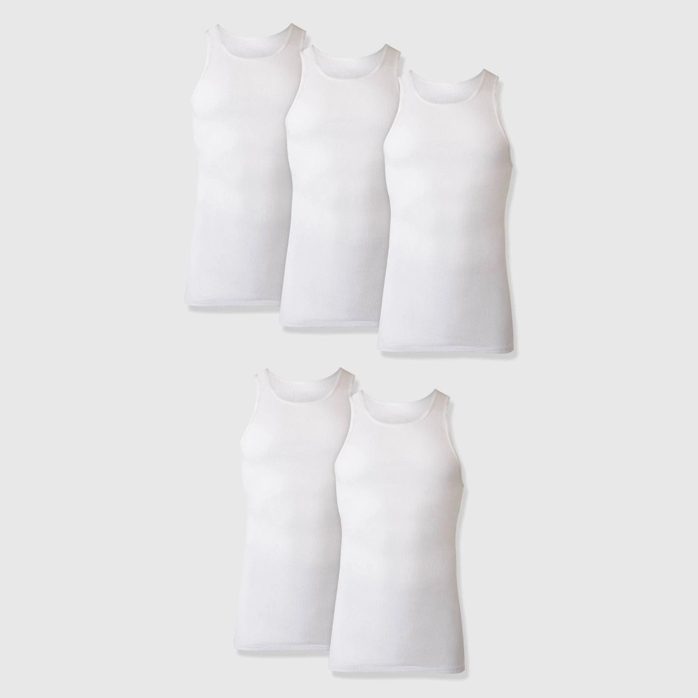 STR | Hanes Premium Men's Comfort Tank Top Undershirt 5pk - White XL: 100% Cotton, Lightweight, Breathable, Moisture Wicking, Tagless
