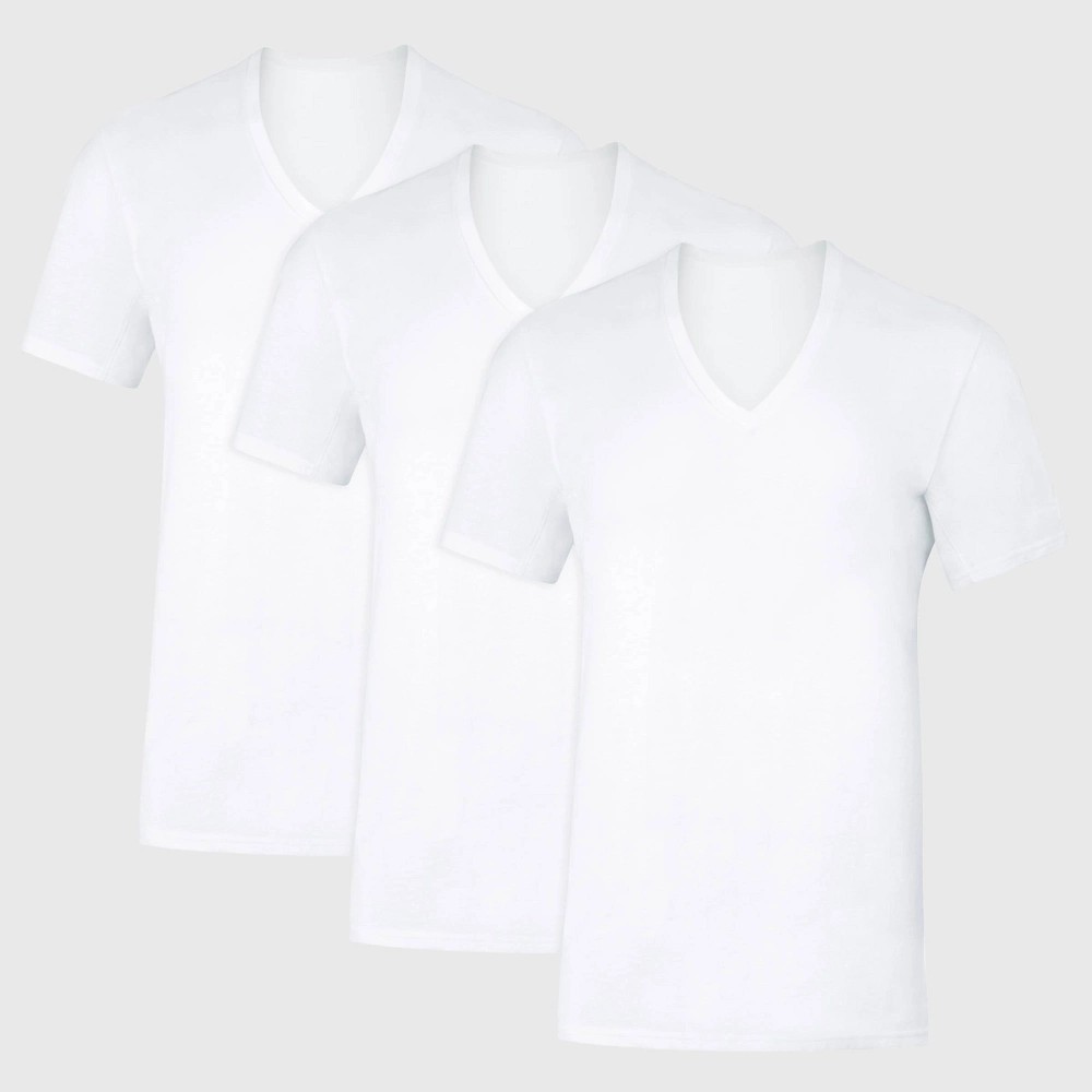 STR | Hanes Premium Men's Sweat Block V-Neck Undershirt 3pk - White S: Cotton Knit, Tagless, Moisture Wicking