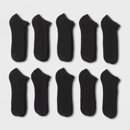 STR | Men's No Show Socks 10pk - Goodfellow & Co™ Black 6-12: Reinforced Heel & Toe