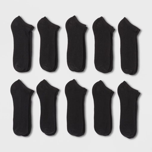 STR | Men's No Show Socks 10pk - Goodfellow & Co™ Black 6-12: Reinforced Heel & Toe