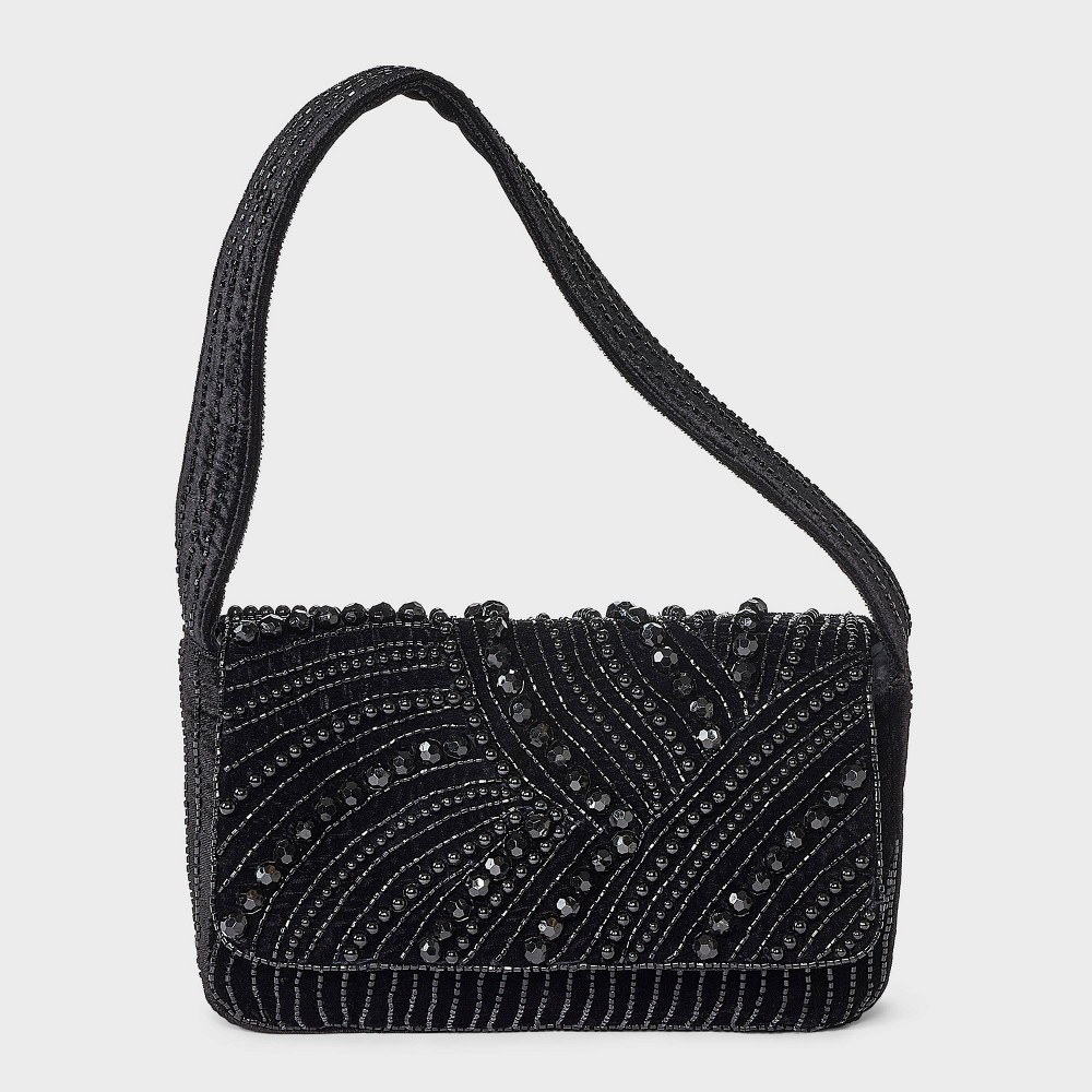 STR | Embellished Flap Shoulder Bag - A New Day™ Black