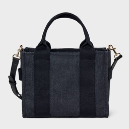 STR | Mini Boxy Tote Handbag - Universal Thread™ Black: Canvas Cotton Shell, Removable Strap, Solid Pattern, 45.75" Strap