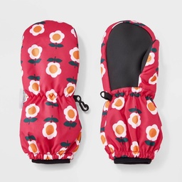 STR | Toddler Girls' Floral Printed Extended Wrist Mittens - Cat & Jack™ Pink 12-24 M