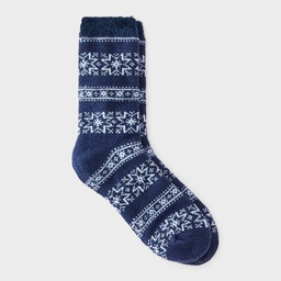 STR | Women's Snowflake Geo Double Lined Cozy Crew Socks - Auden™ Navy/Blue 4-10