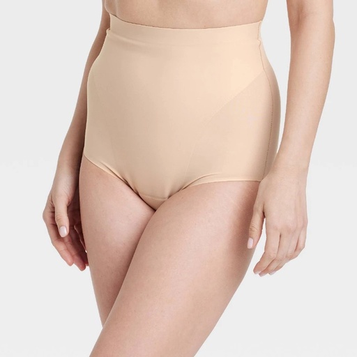 STR | Women's Firm Sculpting High-Waist Briefs - Auden™ Soft Beige XS: Nylon Spandex Blend, Elastic Leg Openings
