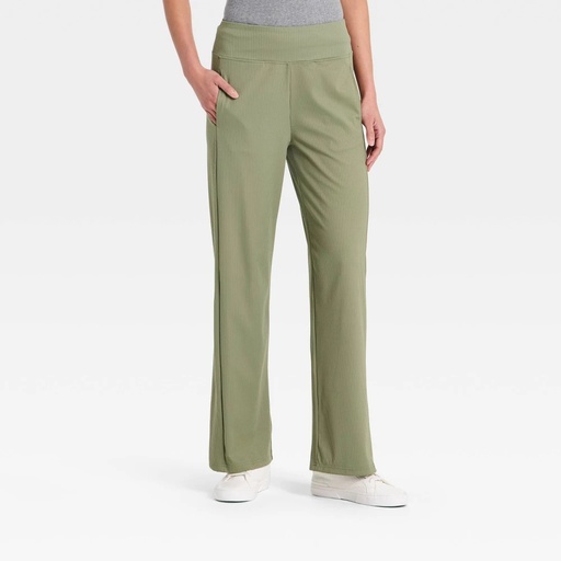 STR | Women's Wide Leg Flat Elastic Lounge Pant with Forward Seams and Side Slit Pockets - A New Day™ Green M