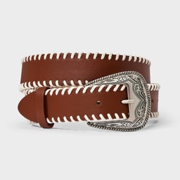 STR | Western Belt - Wild Fable™ Brown XS: Adjustable Strap, Solid Pattern, Buckle Closure