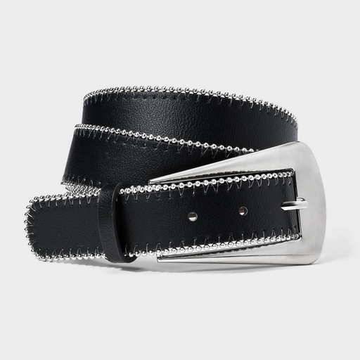 STR | Shot Bead Edge with Fashion Buckle Belt - Wild Fable™ Black XL: Adjustable Belt, Solid Pattern
