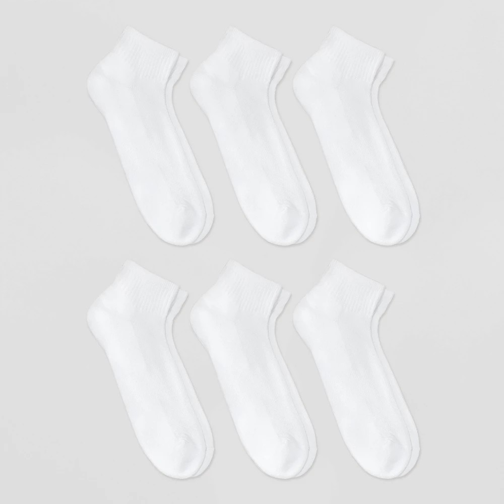 STR | Men's Odor Resistant Quarter Socks 6pk - Goodfellow & Co™ White 6-12: Arch Support, Reinforced Heel & Toe