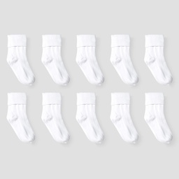 STR | Girls' 10pk Turn Cuff Crew Athletic Socks - Cat & Jack™ White L