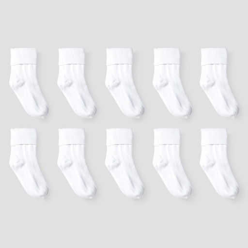 STR | Girls' 10pk Turn Cuff Crew Athletic Socks - Cat & Jack™ White L