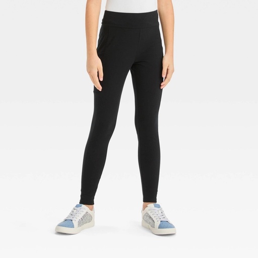 STR | Girls' Leggings with Side Pocket - art class™ Black S: Cotton-Spandex Blend, Mid Rise, Skinny Leg, Machine Washable