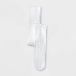 STR | Girls' High Waisted Swiss Dot Tights - Cat & Jack™ Fresh White M: Nylon Spandex Knit, Cotton Gusset