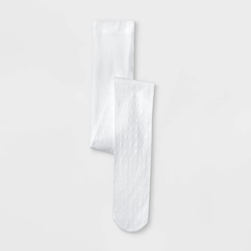 STR | Girls' High Waisted Swiss Dot Tights - Cat & Jack™ Fresh White M: Nylon Spandex Knit, Cotton Gusset