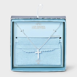 STR | Silver Plated Lab-Grown Diamond Cross Pendant Necklace - Silver