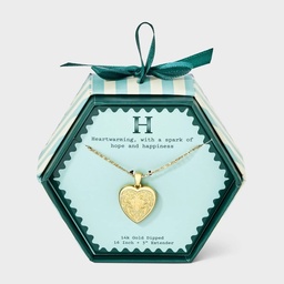 STR | 14K Gold Dipped Heart Charm H Initial Necklace - A New Day™ Gold