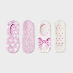 STR | Women's Bow 2pk Cozy Liner Socks - Ivory/Pink 4-10