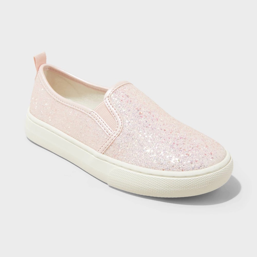 STR | Girls' Charlotte Slip-On Sneakers - Cat & Jack™ Blush 3: Faux Leather, Non-Marking Sole, Closed Round Toe