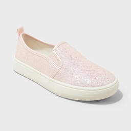STR | Girls' Charlotte Slip-On Sneakers - Cat & Jack™ Blush 3: Faux Leather, Non-Marking Sole, Closed Round Toe