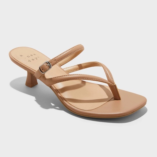 STR | Women's Sayler Thong Heels - A New Day™ Tan 11: Kitten Heel, TPR Outsole, Medium Width