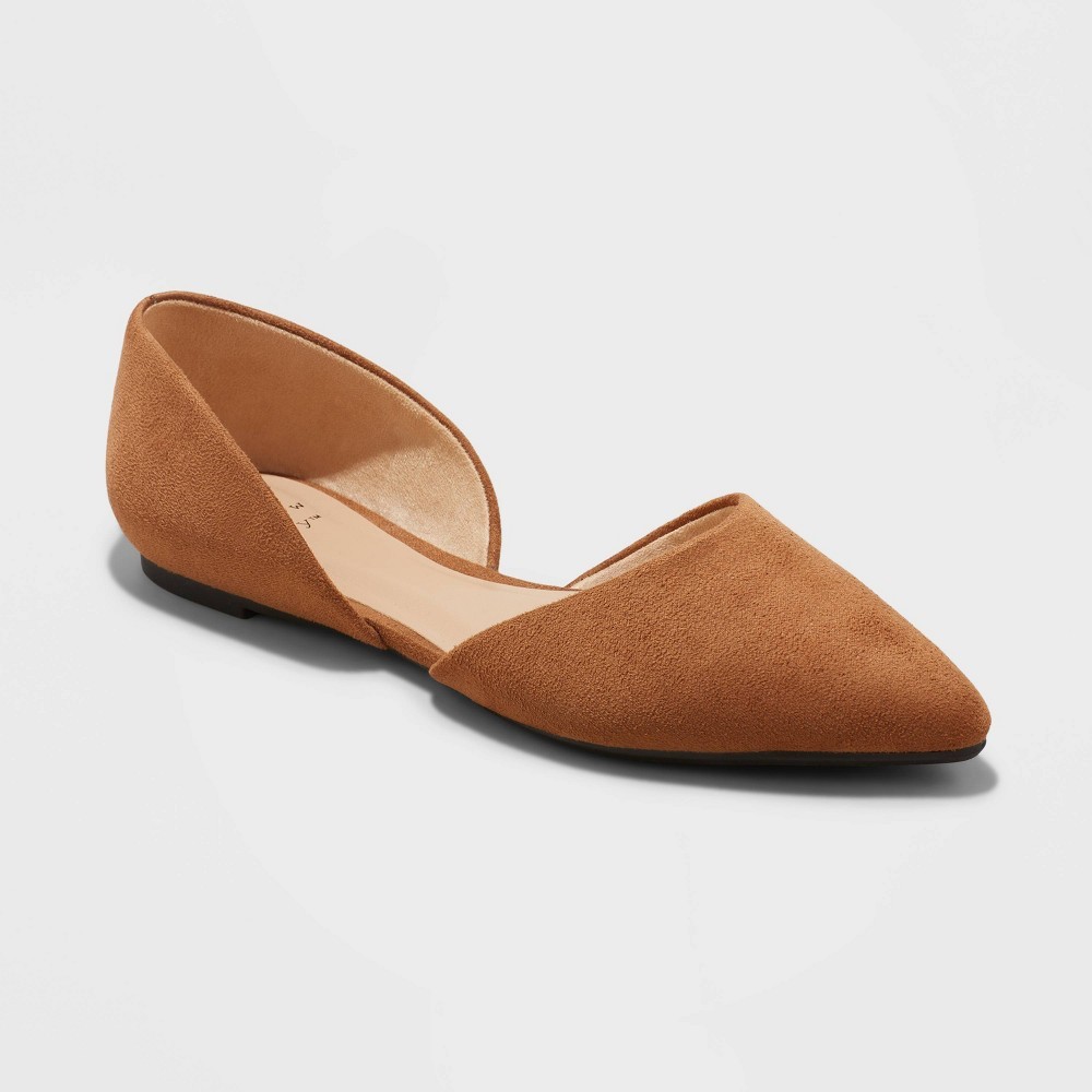 STR | Women's Julie Ballet Flats with Memory Foam Insole - A New Day™ Cognac 6: Medium Width, Non-Marking Outsole