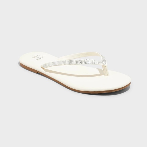 STR | Women's Cali Thong Flip Flop Sandals - Shade & Shore™ Ivory 10: Slip-On, Open Toe, Flexible Outsole, Medium Width