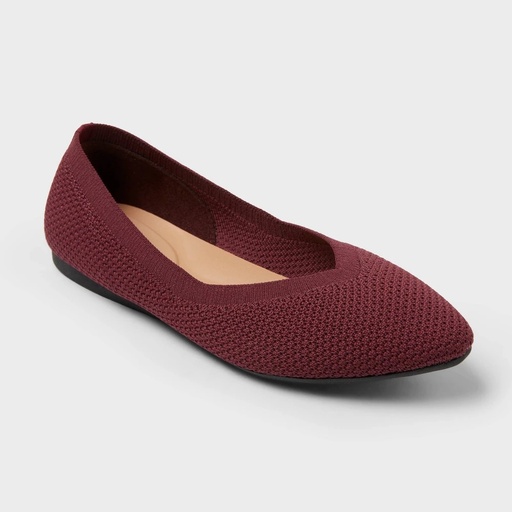 STR | Women's Claire Knit Washable Flats - A New Day™ Burgundy
